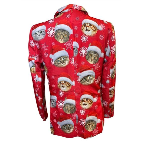 Dec 25th Ugly Christmas Blazer Cats Santa Sz. S - Picture 4 of 8